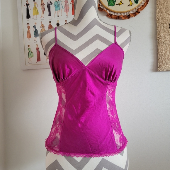 Victoria's Secret Silk | 2001 Vintage Magenta Silk + Lace Cami - Picture 1 of 7